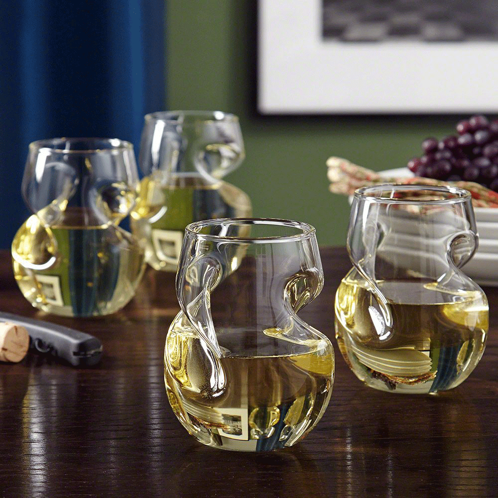 Set of 4 Sculpted Stemless Wine Glasses