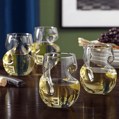 Set of 4 Sculpted Stemless Wine Glasses
