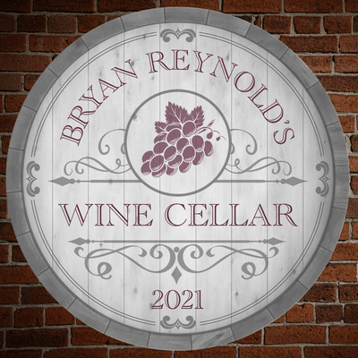 Barrel Personalized Wine Cellar Sign (2 Designs)