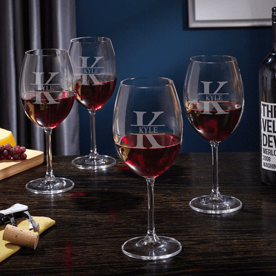 Red Wine & Set of 4 Stemmed Wine Glasses - 1 bottle